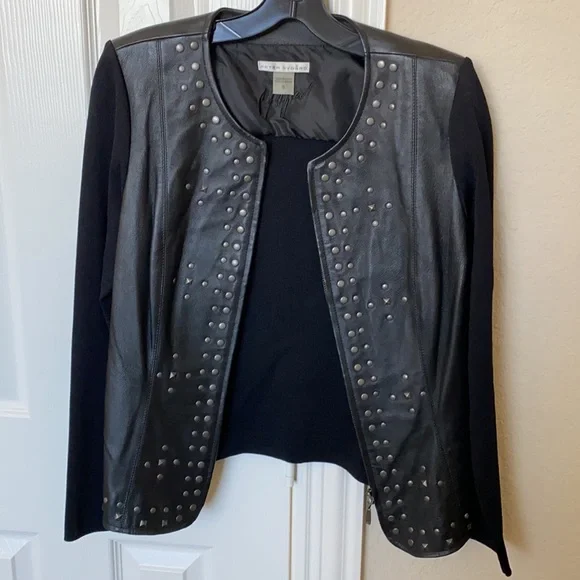 Peter Nygard Leather Studded Jacket - Picture 2 of 4